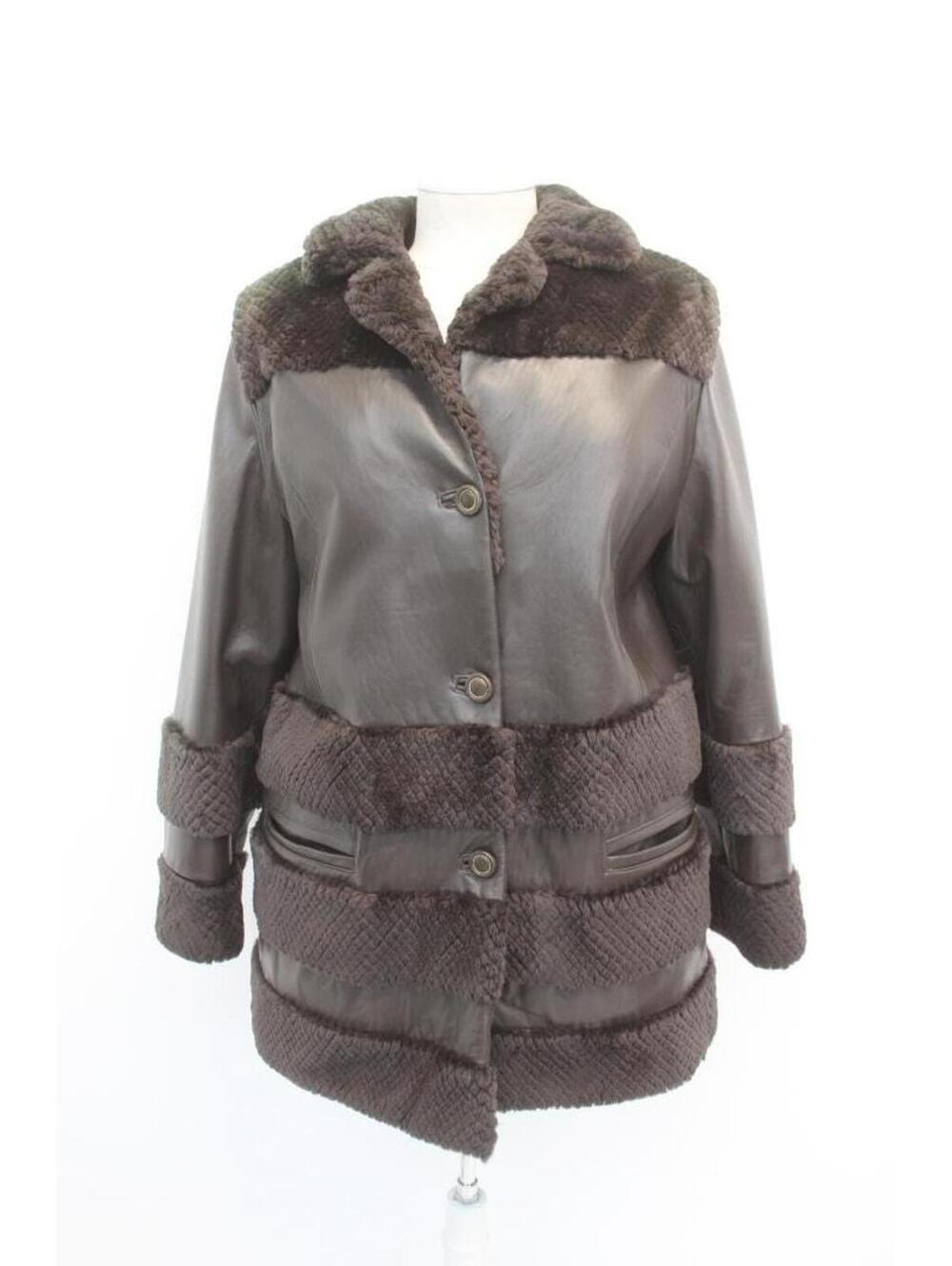 Mint Sheared Beaver & Brown Leather Fur Jacket Coat Women Woman Size 4 Petite